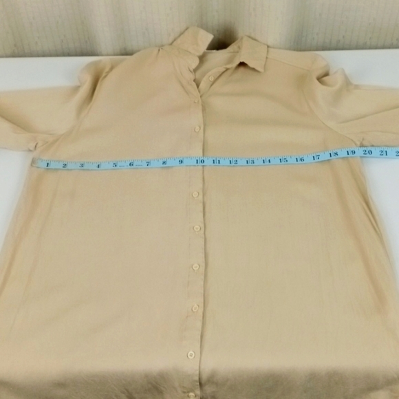 Kilky Paris Tan Button-Up Tunic Blouse, Women's Size Lg - Picture 5 of 8